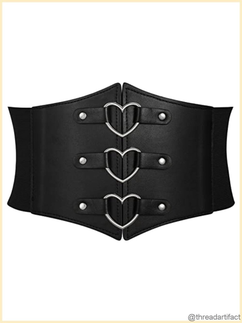 Faux Leather Elastic Corset Belt Heart Ring Wide Waist Shaping